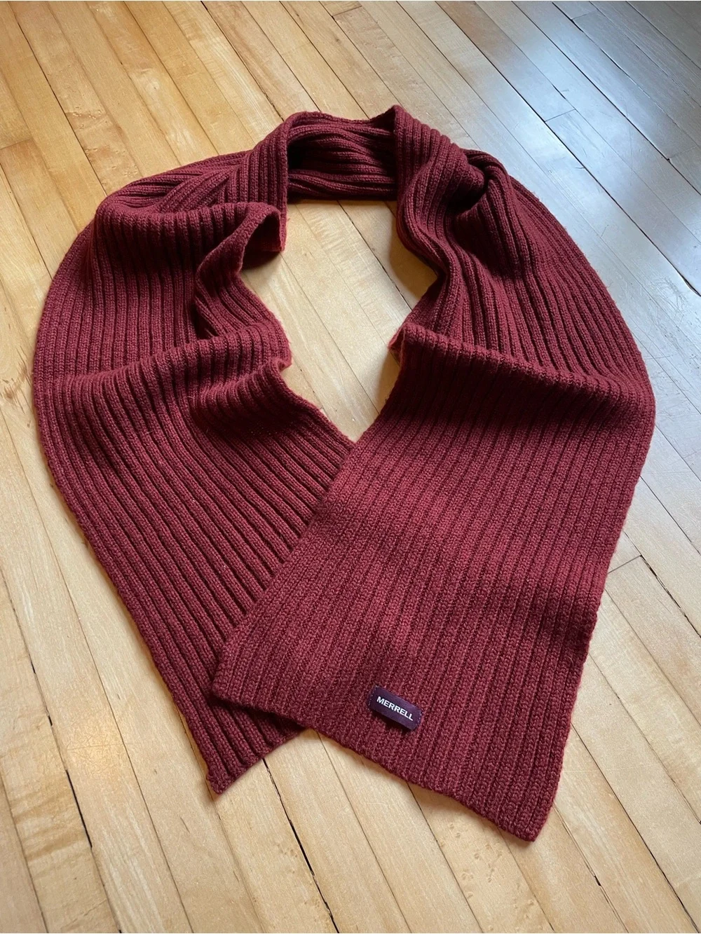 MERRELL Wool Blend Knit Ribbed Scarf Unisex Minimalist Winter Cozy Warm